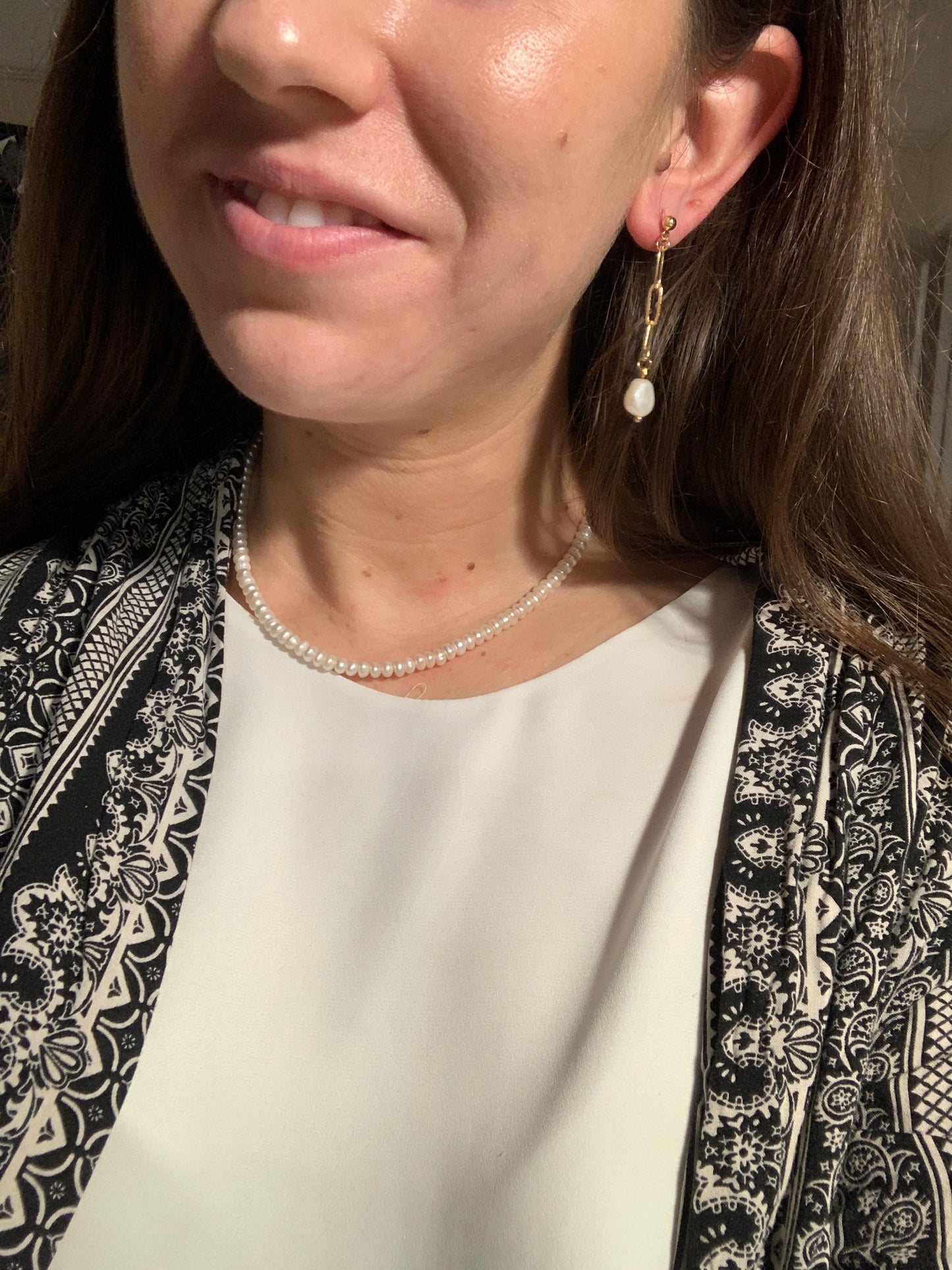 Pendientes de perlas de enlace