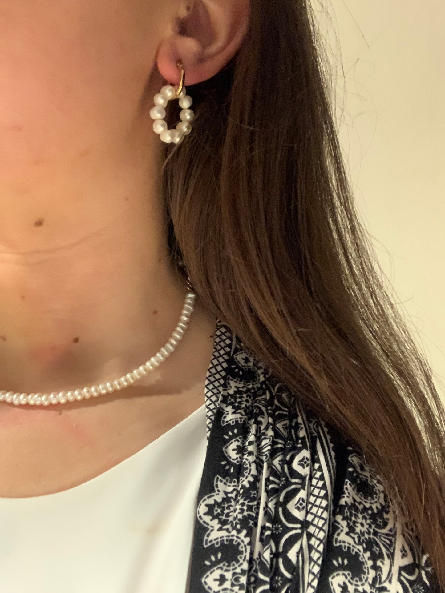 Pendientes colgantes de perlas circulares