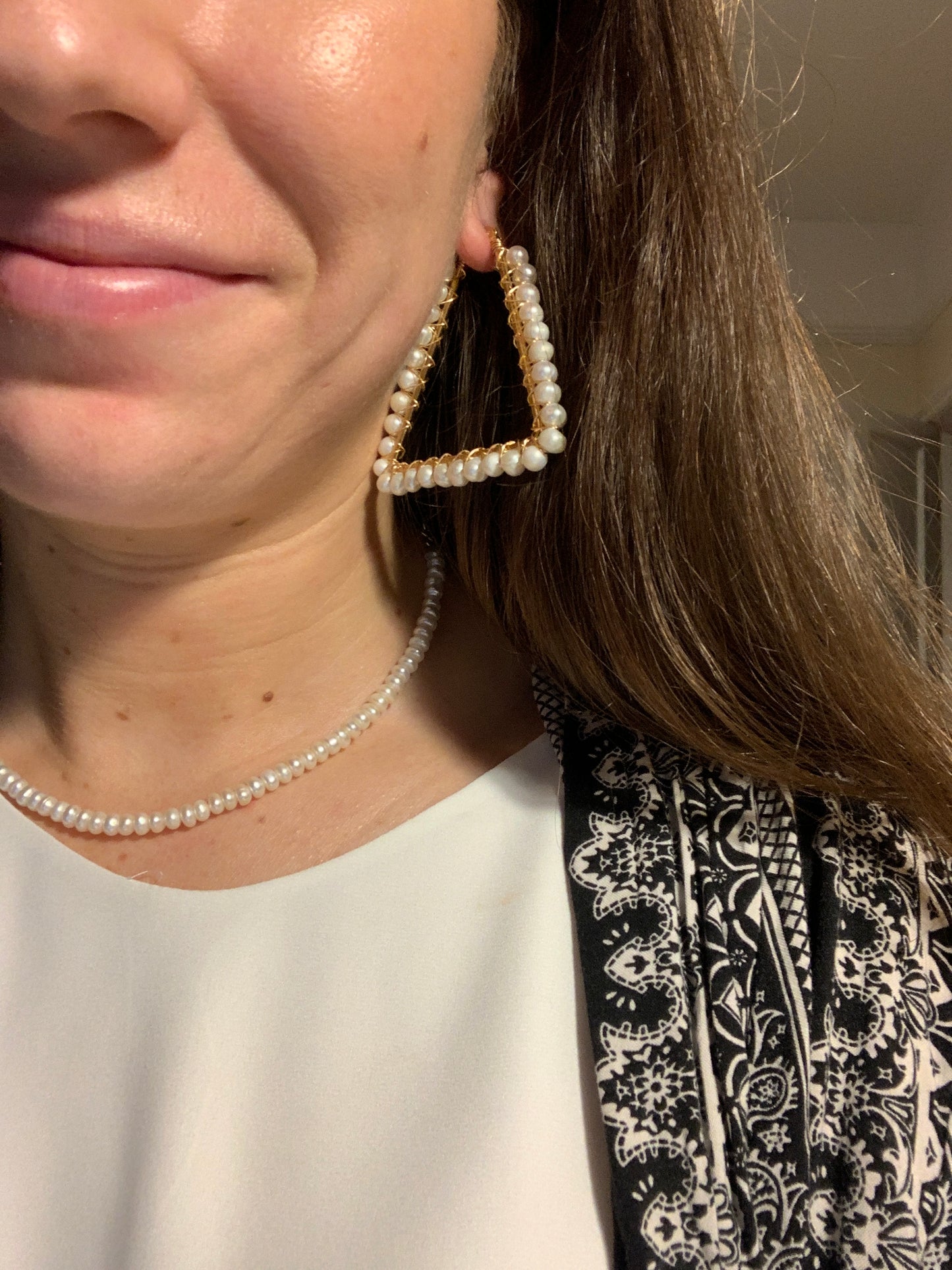 Pendientes de perlas triangulares