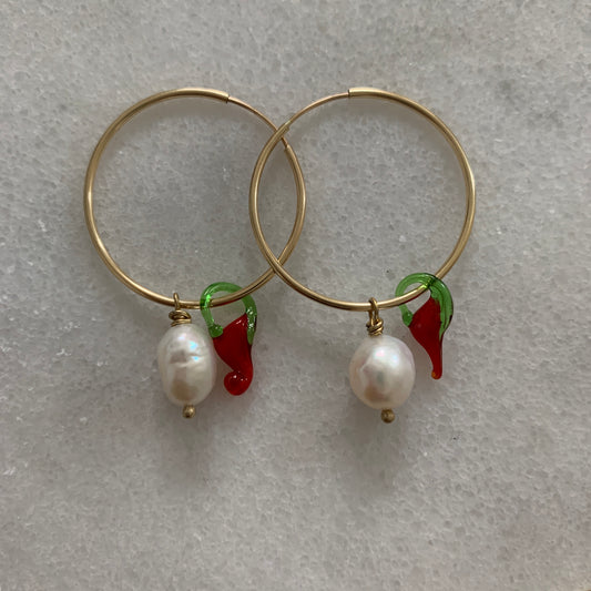 Pendientes clásicos de perlas de chile