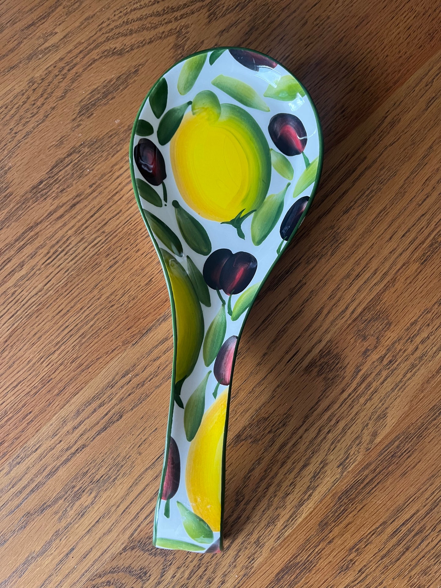 The Oliva Spoon rest - Italian ceramic hand painted spoon rest