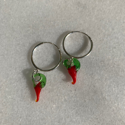 Pendientes de chile de plata