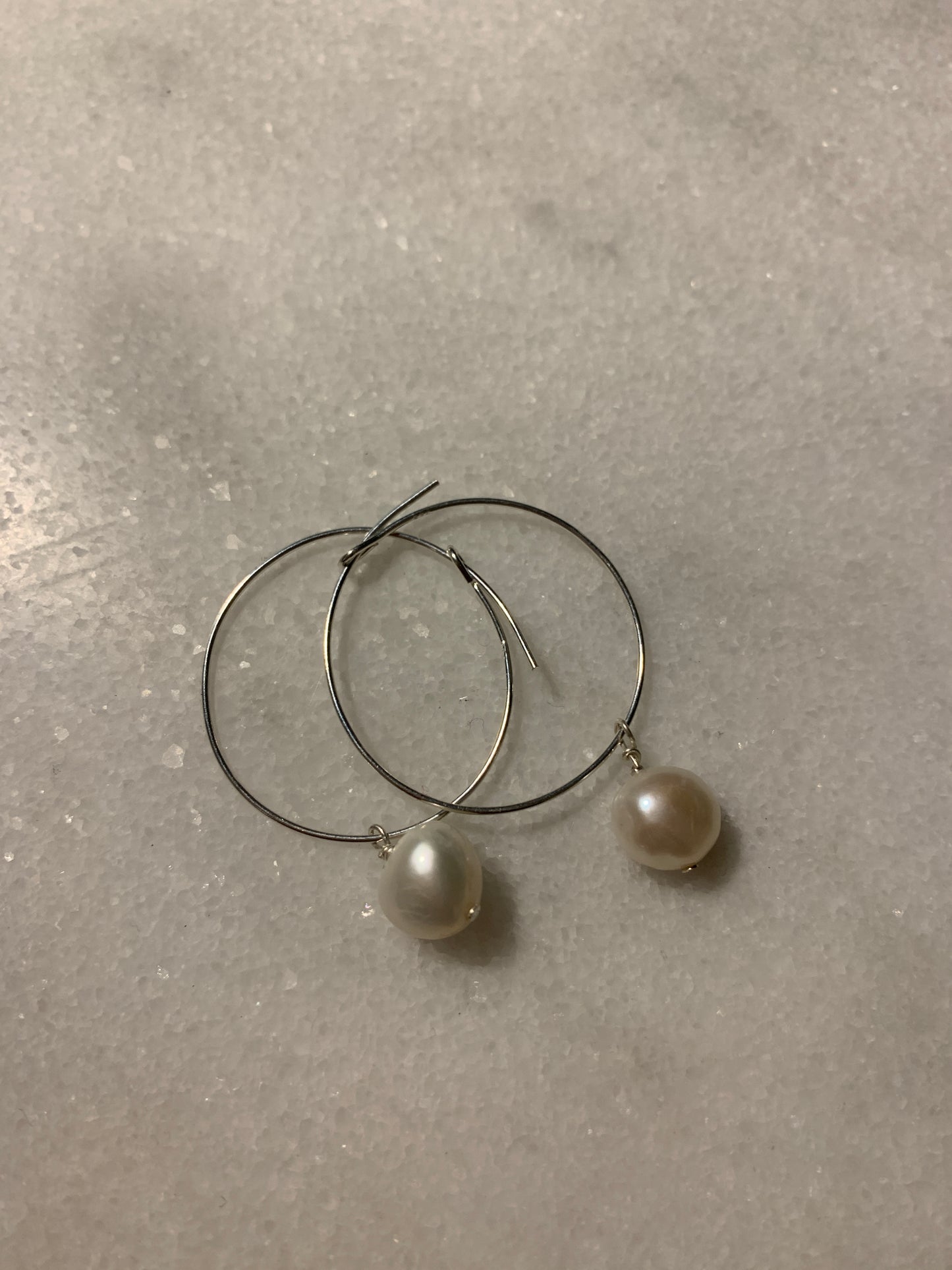 Malibu Sterling Silver Freshwater Pearl Hoops