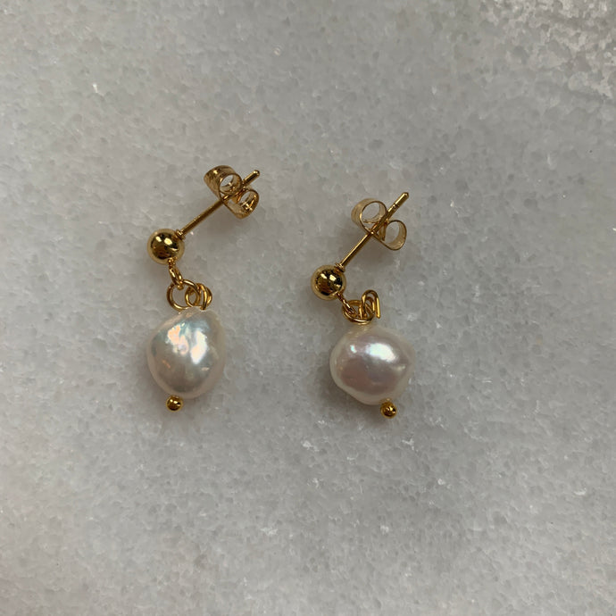freshwater pearl gold plated earrings