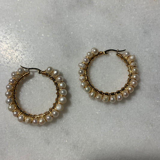 Siena Larger Pearl hoops