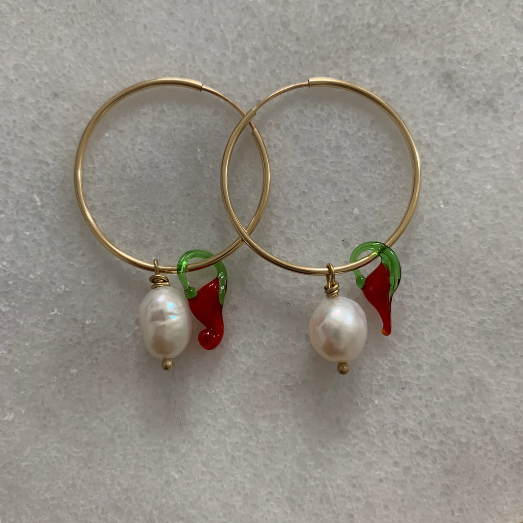 Classic Chilli Pearl Earrings