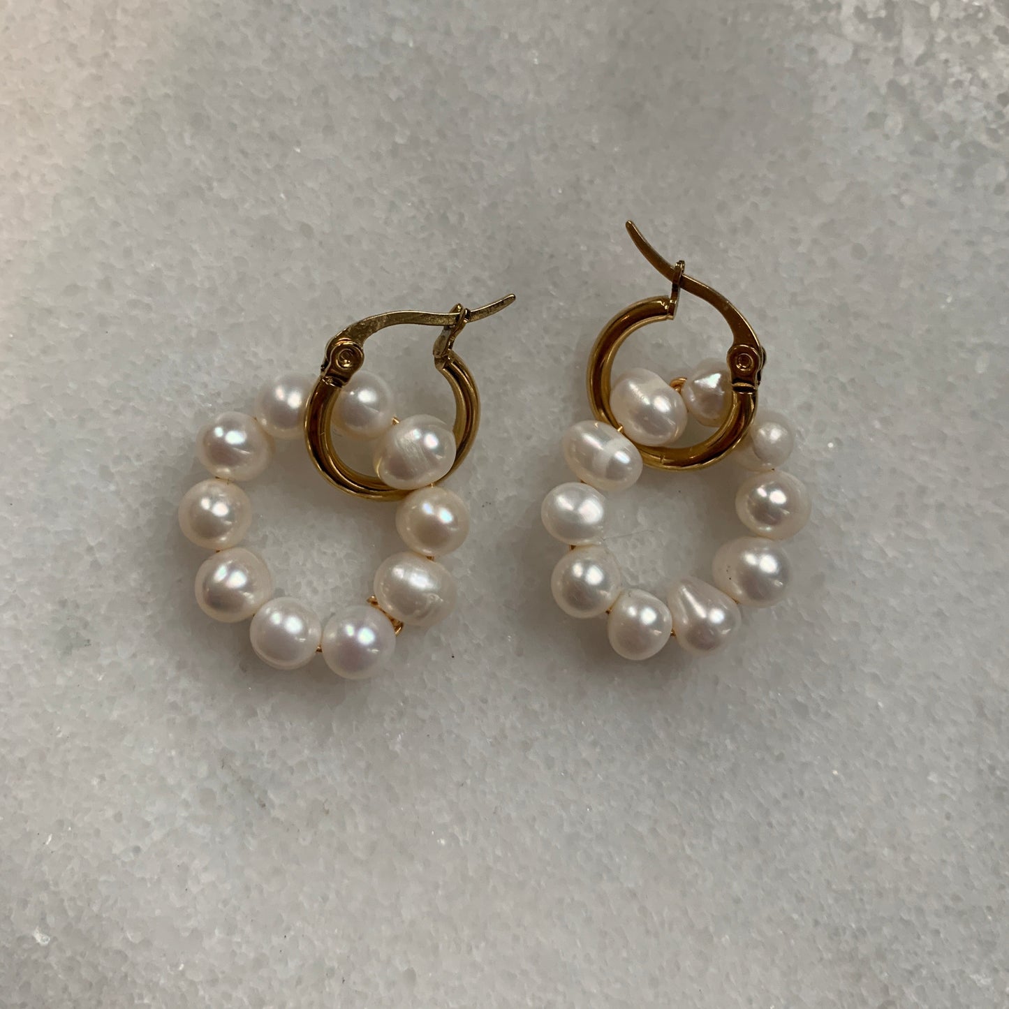 Circle Pearl Drop Earrings